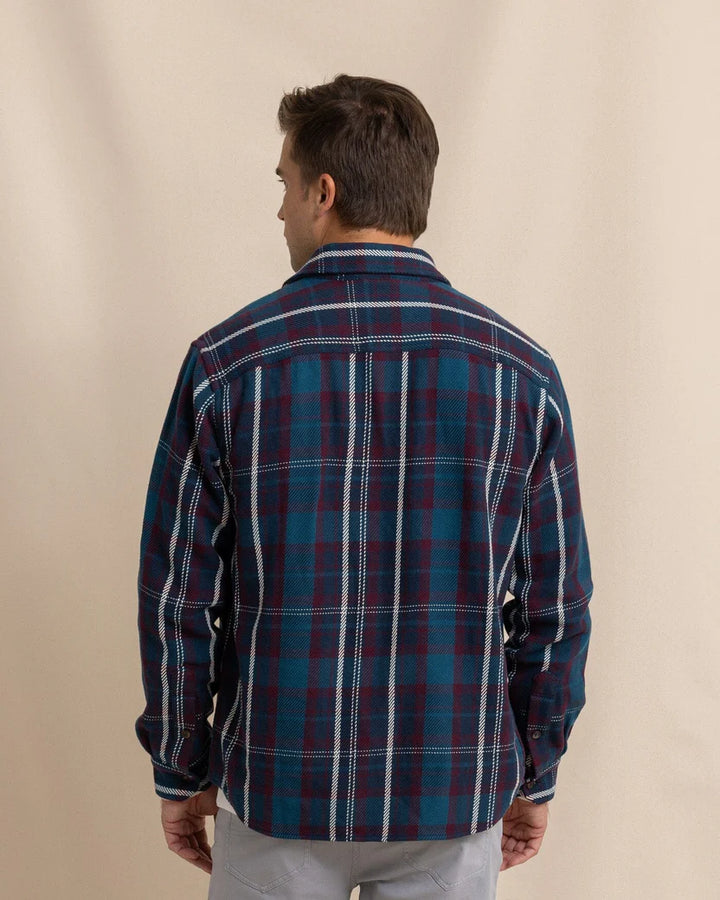 Southern Tide Beachwood Plaid Twill Long Sleeve Shirt: Dress Blue