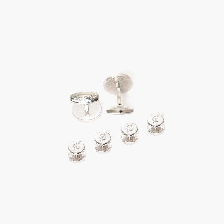 Brackish Burwell Cufflink & Studs Set: Rhodium