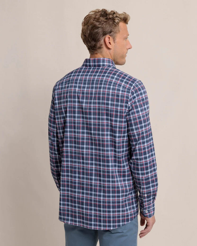 Southern Tide Bellinger Intercoastal Plaid Long Sleeve Sport Shirt: Dress Blue