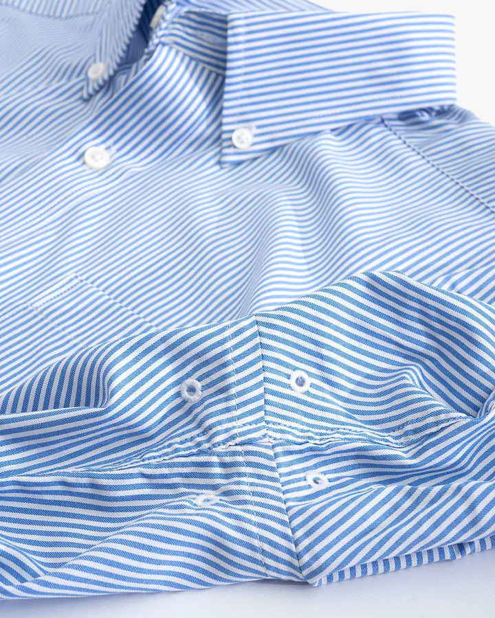 Southern Tide Bengal Stripe brrr°® Intercoastal Sport Shirt: Cobalt Blue