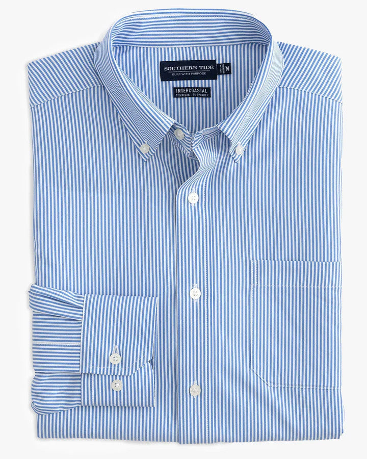 Southern Tide Bengal Stripe brrr°® Intercoastal Sport Shirt: Cobalt Blue