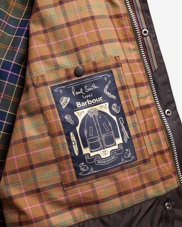 Barbour x Paul Smith Transport Windowpane Wax Jacket: Rustic/Bark