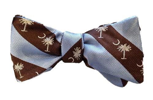 Palmetto Striped Bowtie - Lt Blue/Brown