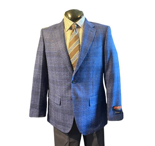 MaxDavoli by MaxMan E. Thomas Blue Plaid Soft Coat