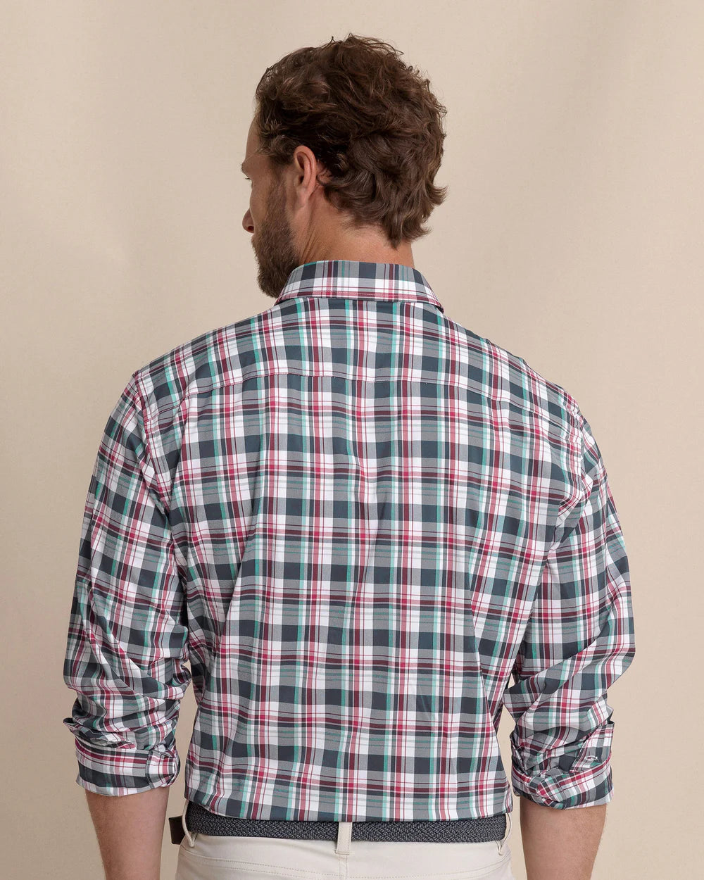 Southern Tide Breakwater Plaid brrr°® Intercoastal Long Sleeve Sport Shirt: Dress Blue
