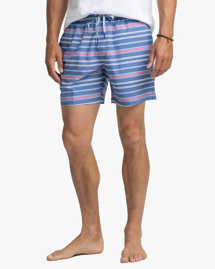 Southern Tide Breton Stripe Swim Trunk: Coronet Blue