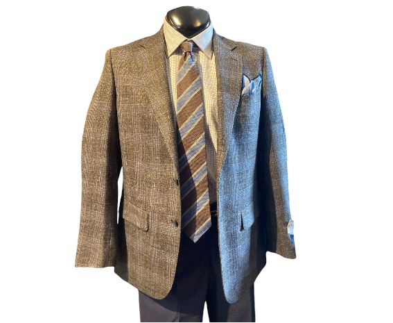 MaxDavoli by MaxMan Brown and Blue Plaid Soft Coat