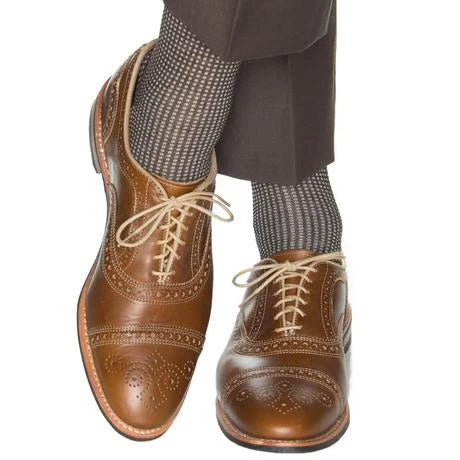 Dapper Classics Coffee and Taupe Greandine Fine Merino Wool Sock