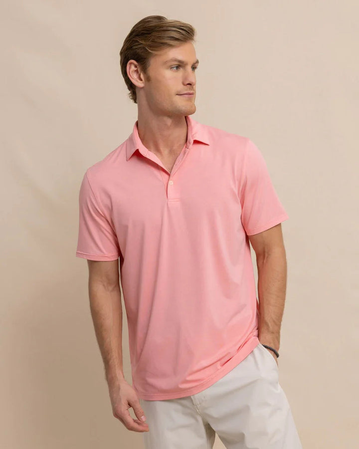 Southern Tide brrr°®-eeze Heather Performance Polo Shirt: Flamingo Pink