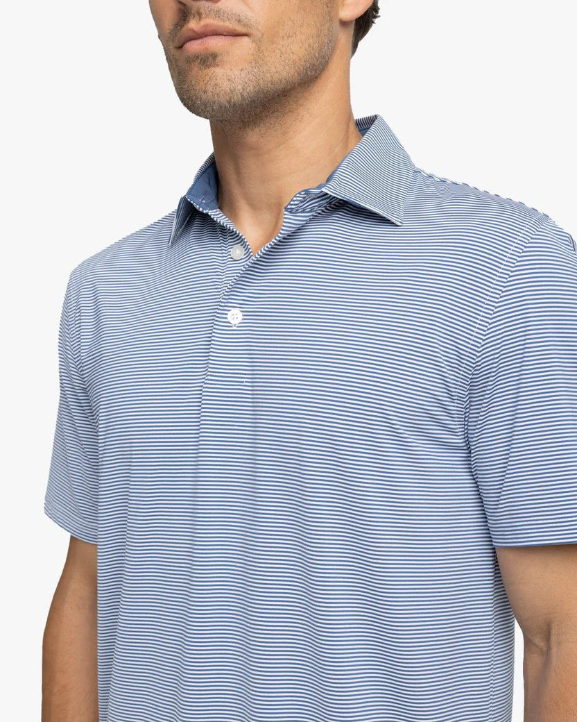 Southern Tide brrr°-eeze Meadowbrook Stripe Polo: Aged Denim