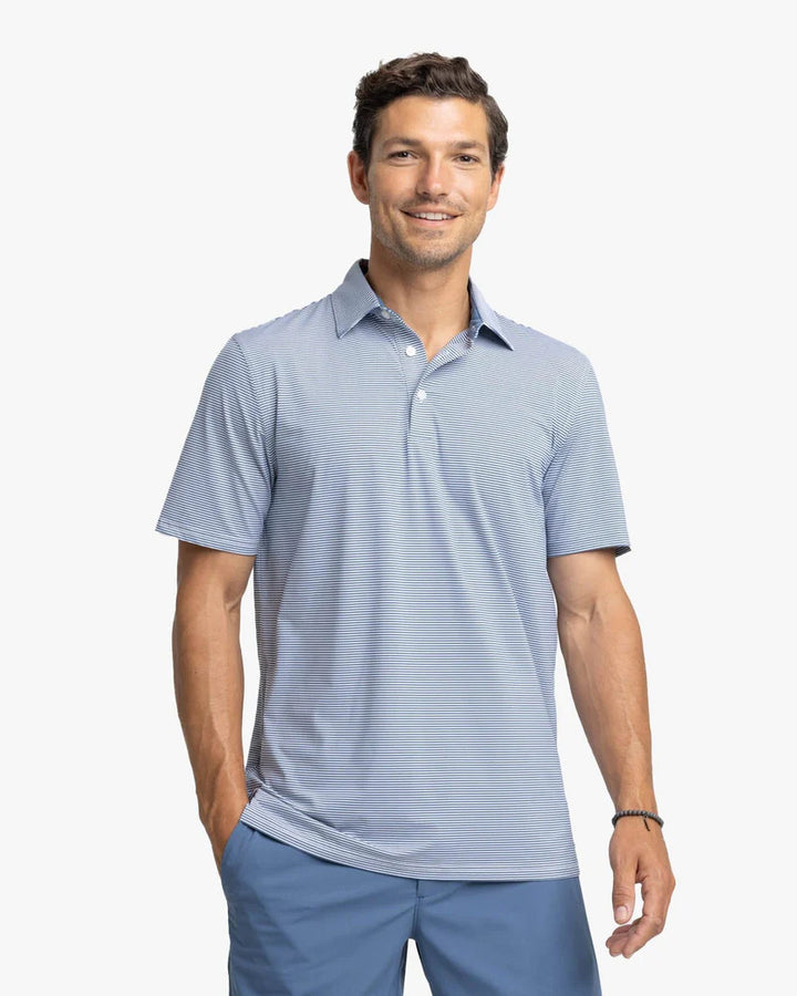 Southern Tide brrr°-eeze Meadowbrook Stripe Polo: Aged Denim