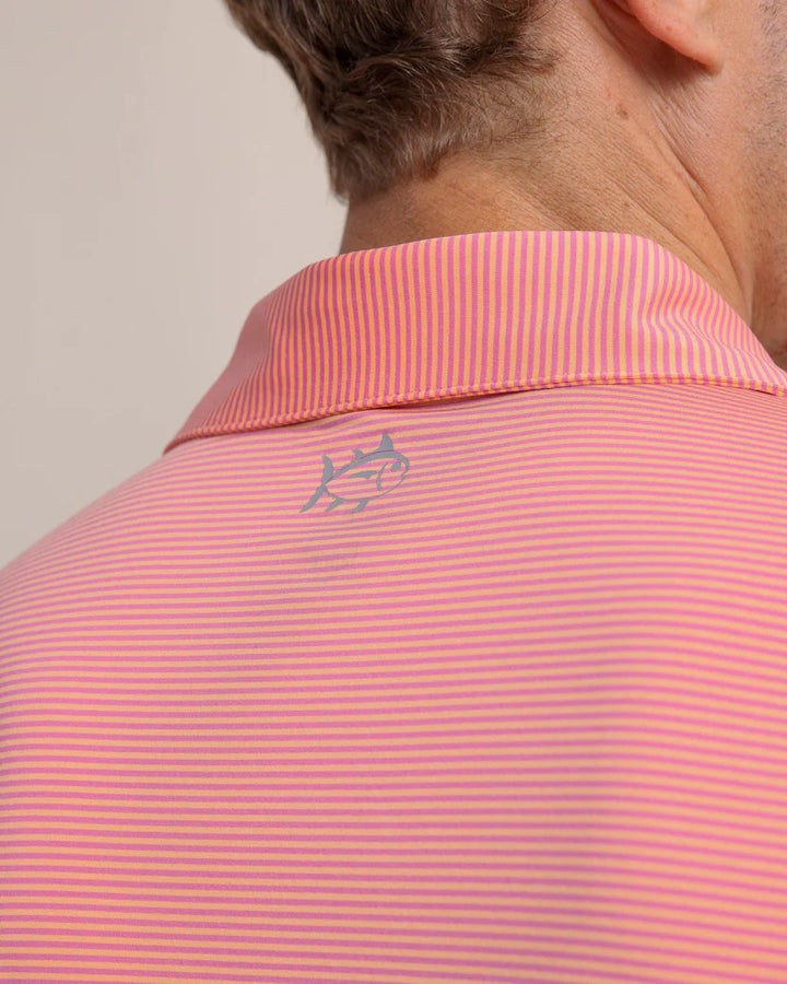 Southern Tide brrr°-eeze Meadowbrook Stripe Polo: Cantaloupe