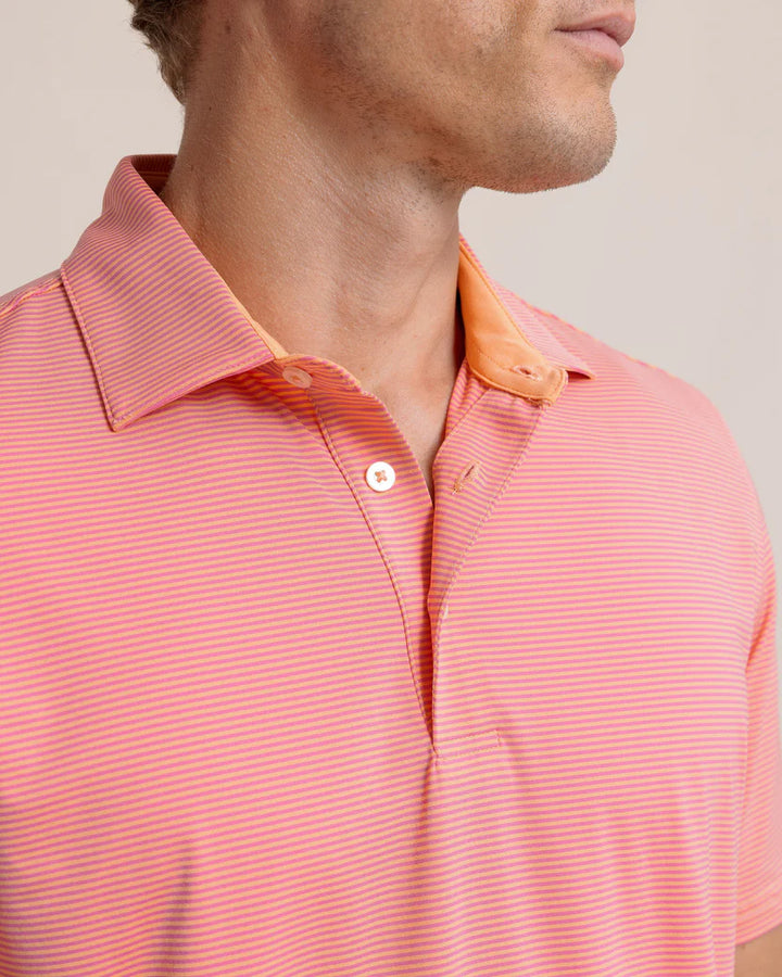 Southern Tide brrr°-eeze Meadowbrook Stripe Polo: Cantaloupe