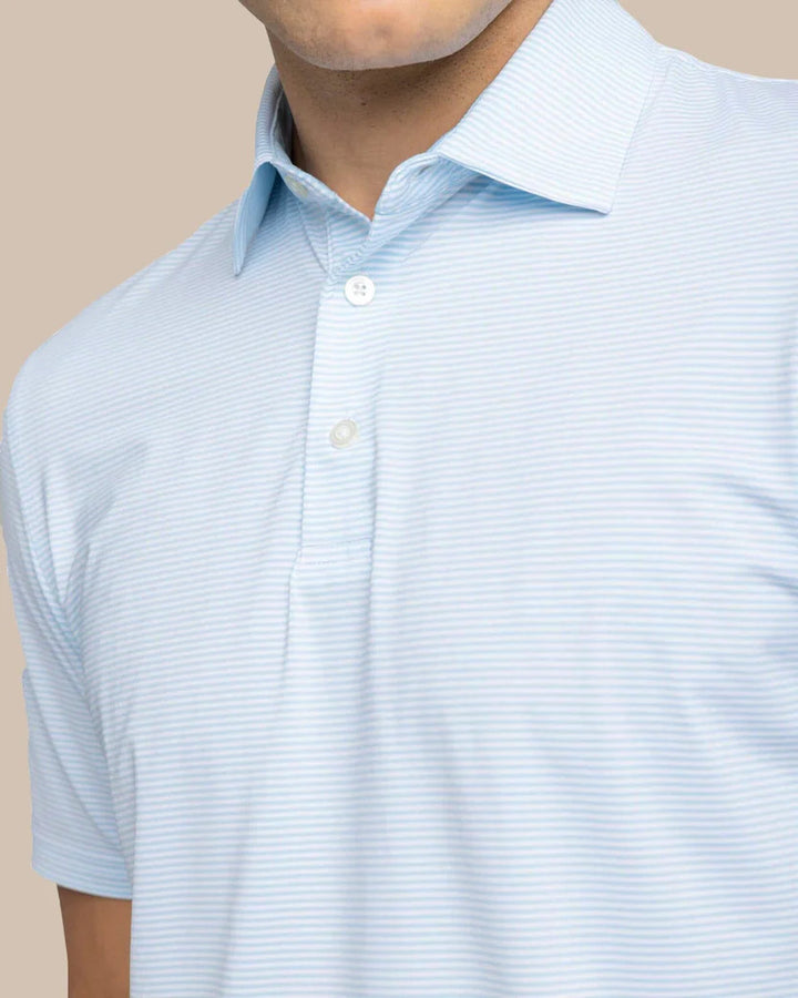 Southern Tide brrr°-eeze Meadowbrook Stripe Polo: Clearwater Blue