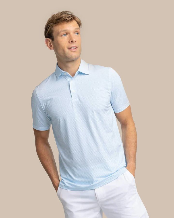 Southern Tide brrr°-eeze Meadowbrook Stripe Polo: Clearwater Blue