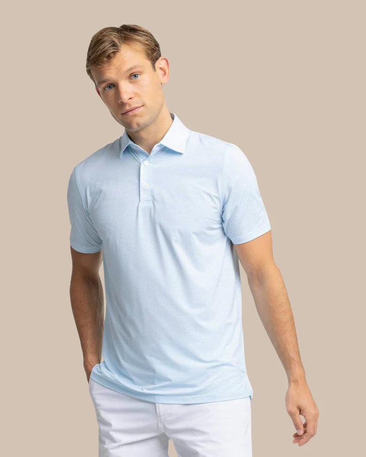 Southern Tide brrr°-eeze Meadowbrook Stripe Polo: Clearwater Blue