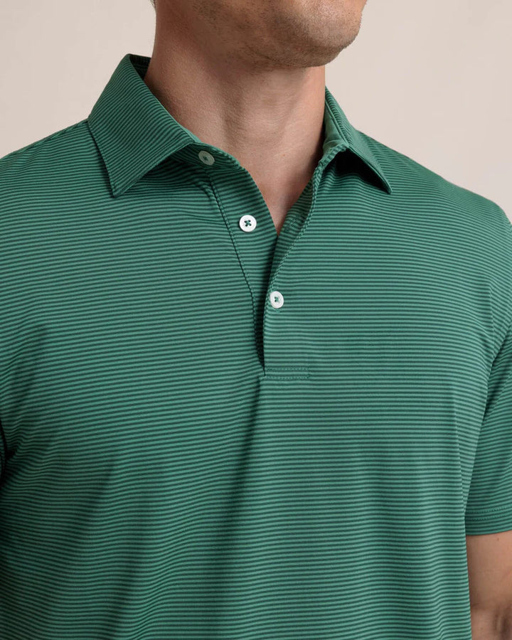 Southern Tide brrr°-eeze Meadowbrook Stripe Polo: Fir