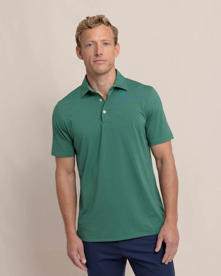 Southern Tide brrr°-eeze Meadowbrook Stripe Polo: Fir