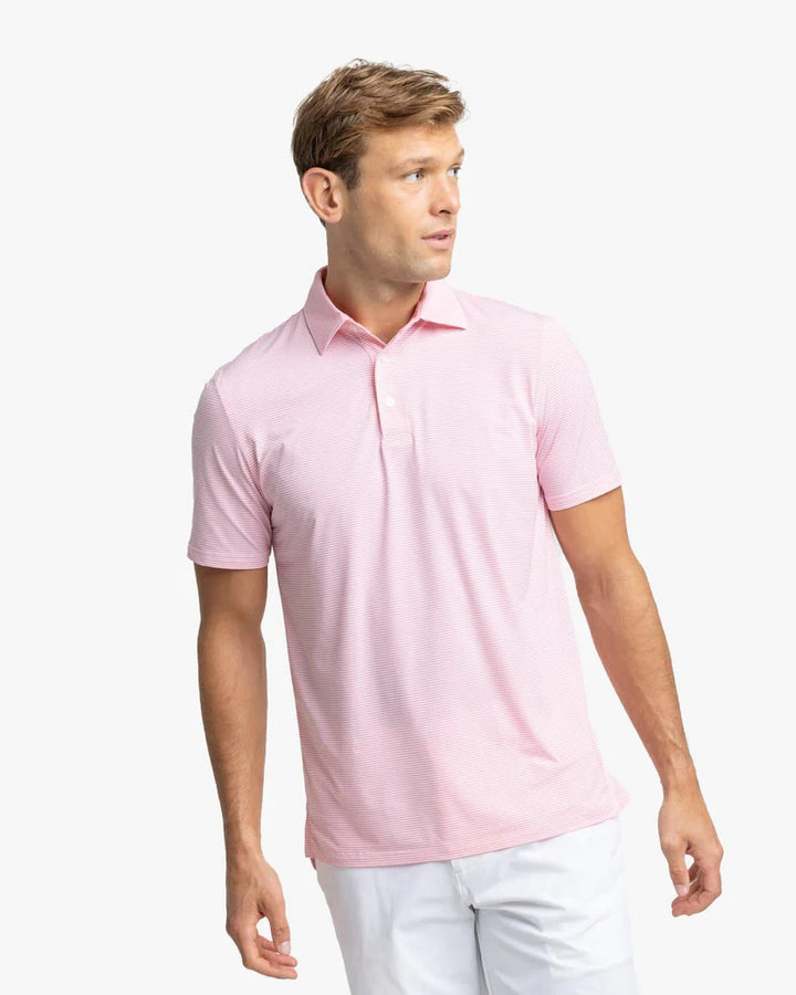 Southern Tide brrr°-eeze Meadowbrook Stripe Polo: Geranium Pink