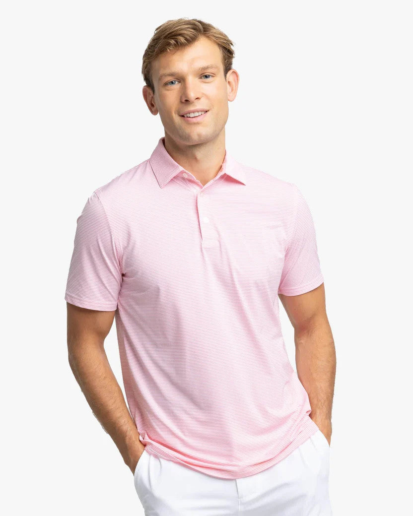 Southern Tide brrr°-eeze Meadowbrook Stripe Polo: Geranium Pink