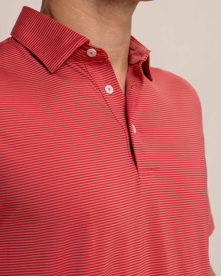 Southern Tide brrr°-eeze Meadowbrook Stripe Polo: Mineral Red