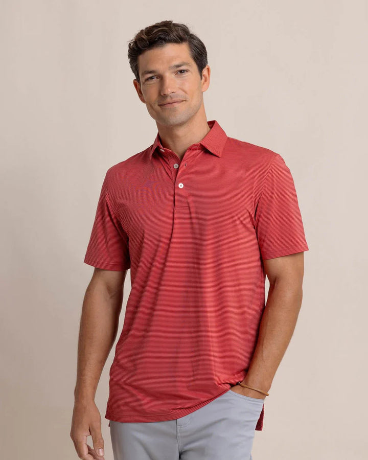 Southern Tide brrr°-eeze Meadowbrook Stripe Polo: Mineral Red