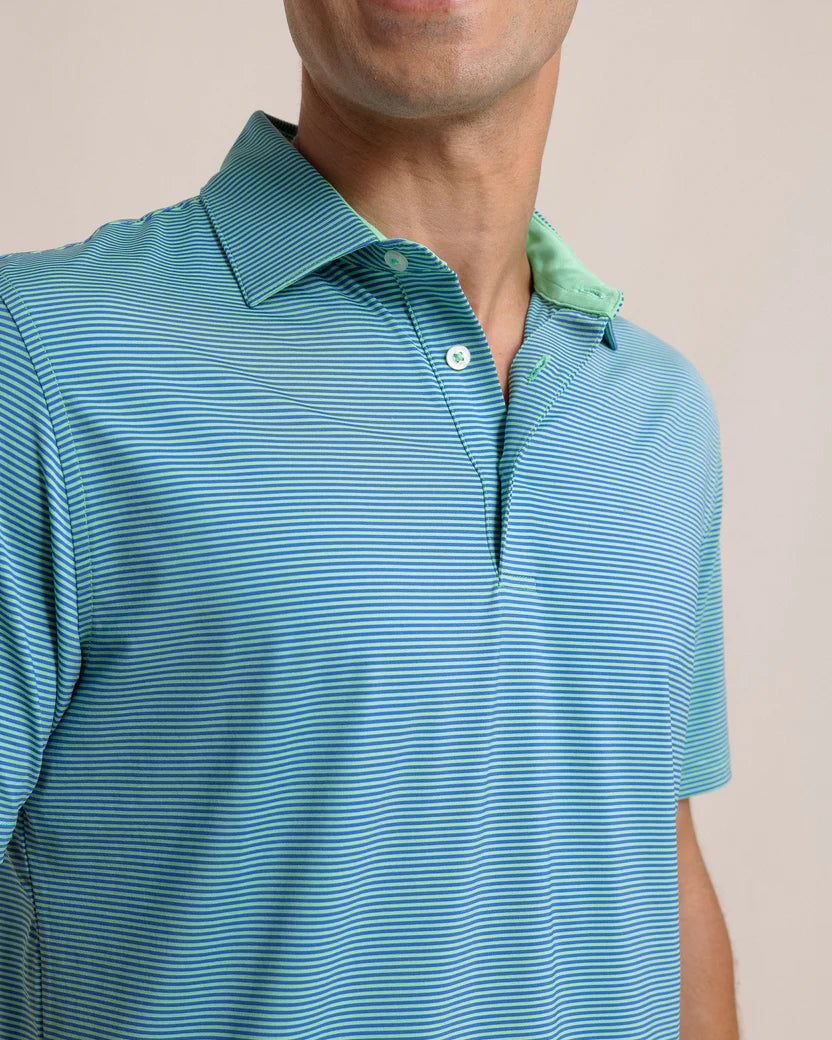 Southern Tide brrr°-eeze Meadowbrook Stripe Polo: Parakeet