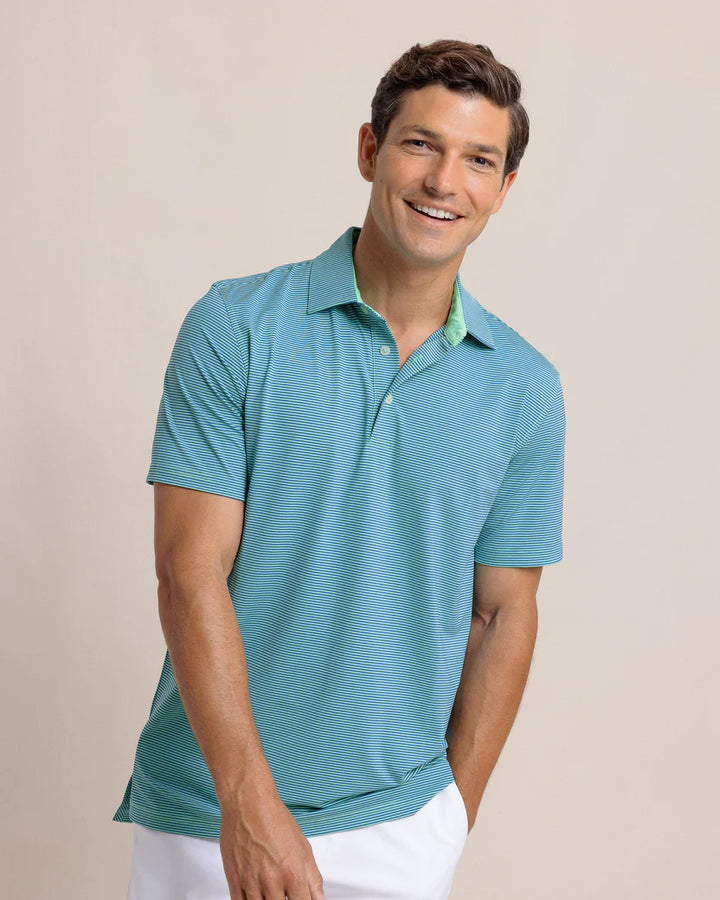 Southern Tide brrr°-eeze Meadowbrook Stripe Polo: Parakeet