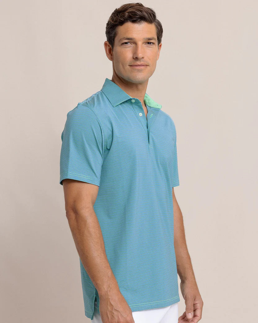 Southern Tide brrr°-eeze Meadowbrook Stripe Polo: Parakeet