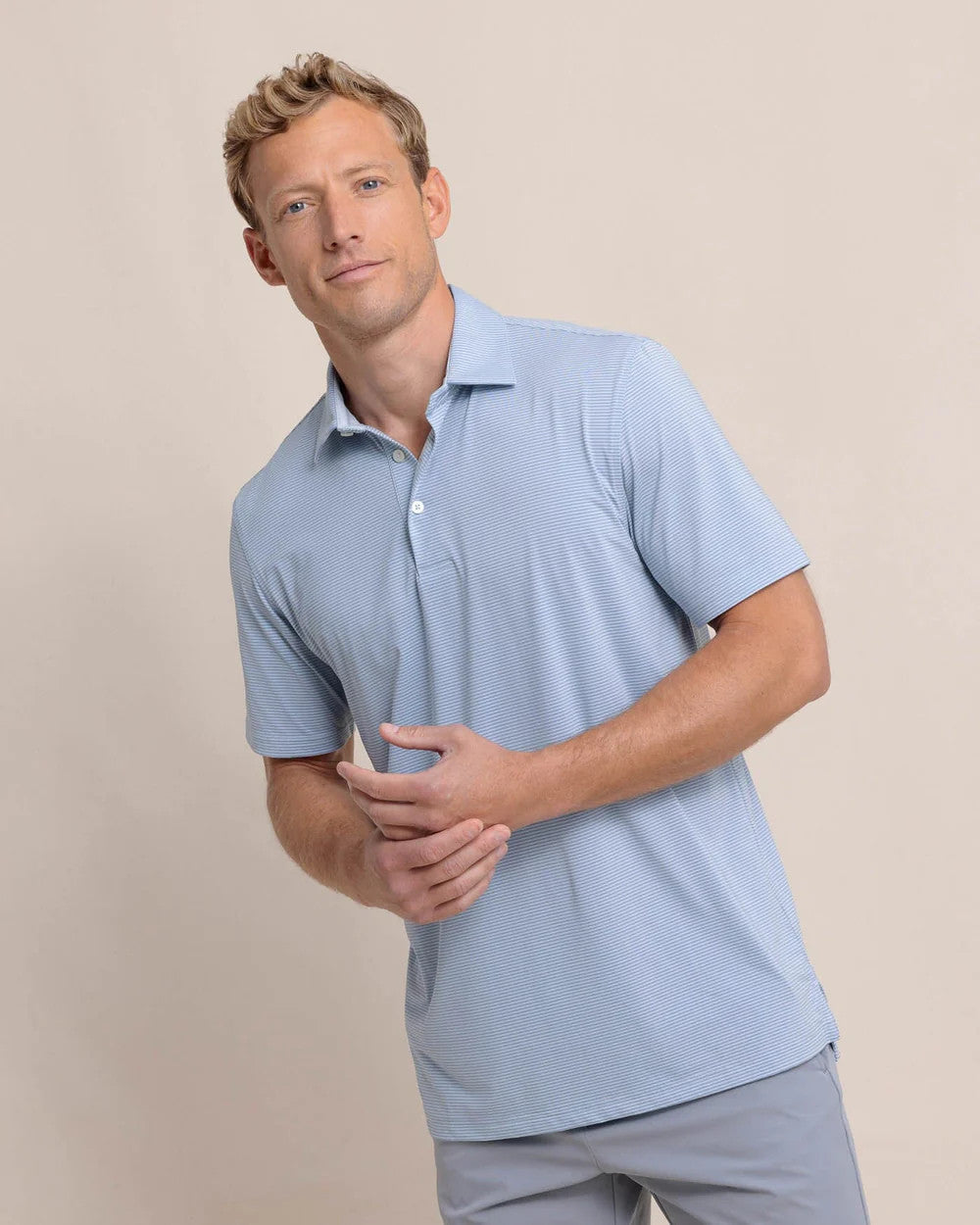 Southern Tide brrr°-eeze Meadowbrook Stripe Polo: Triumph Blue