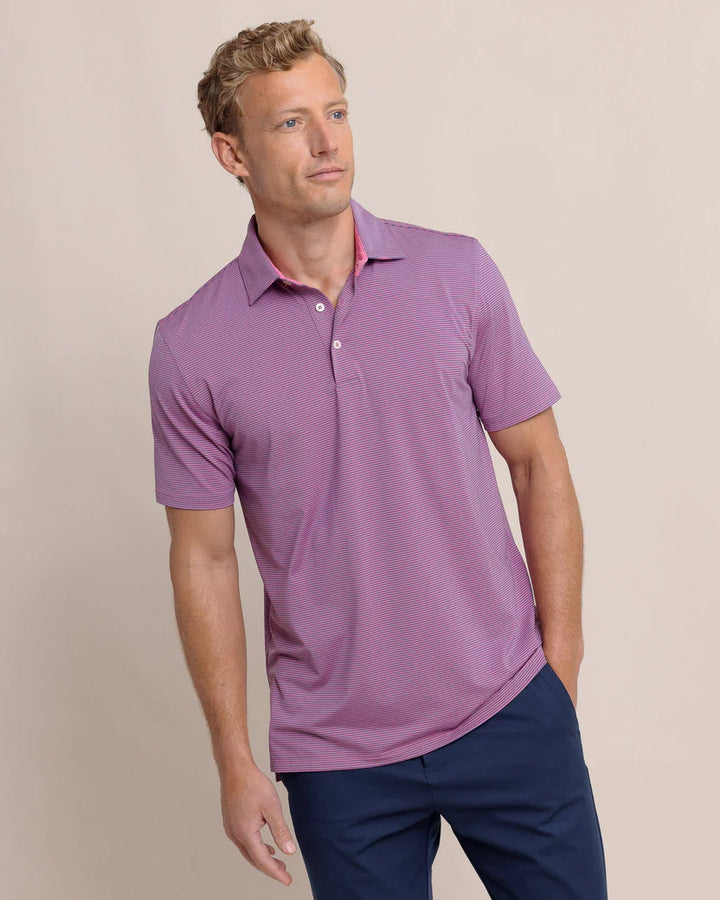 Southern Tide brrr°-eeze Meadowbrook Stripe Polo: Very Berry