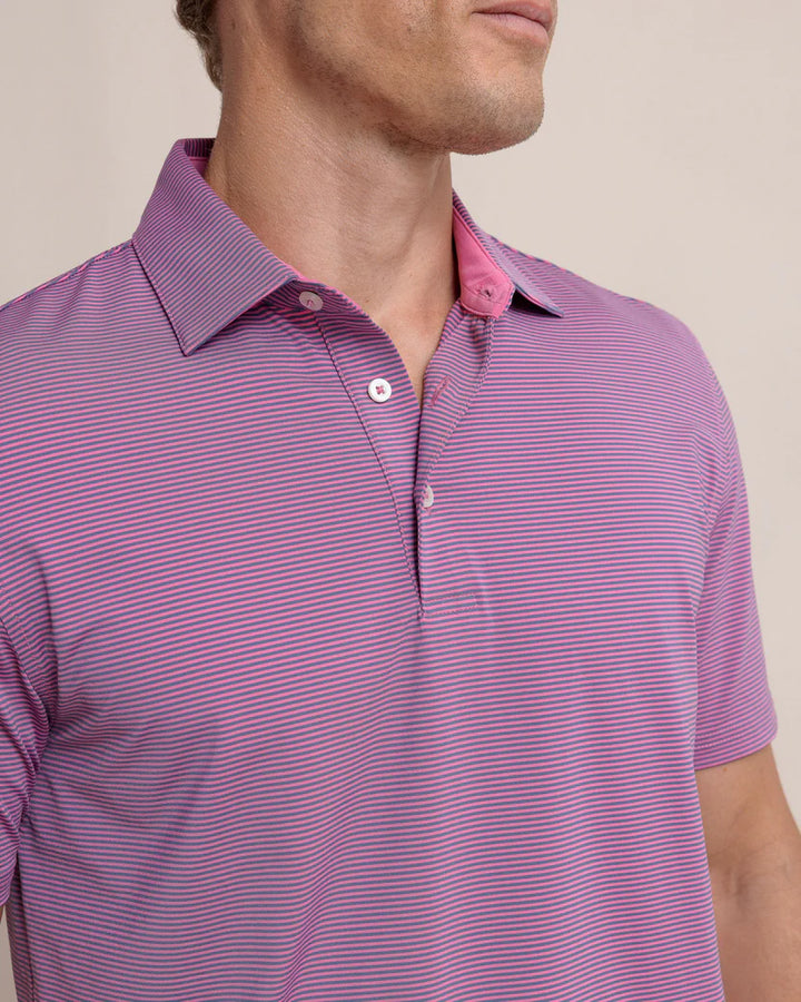 Southern Tide brrr°-eeze Meadowbrook Stripe Polo: Very Berry