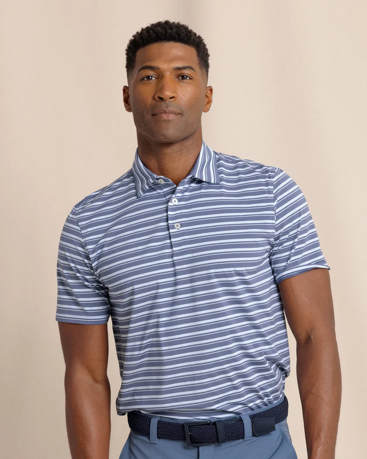 Southern Tide Brrreeze Pearl Cove Stripe Polo: Light Indigo