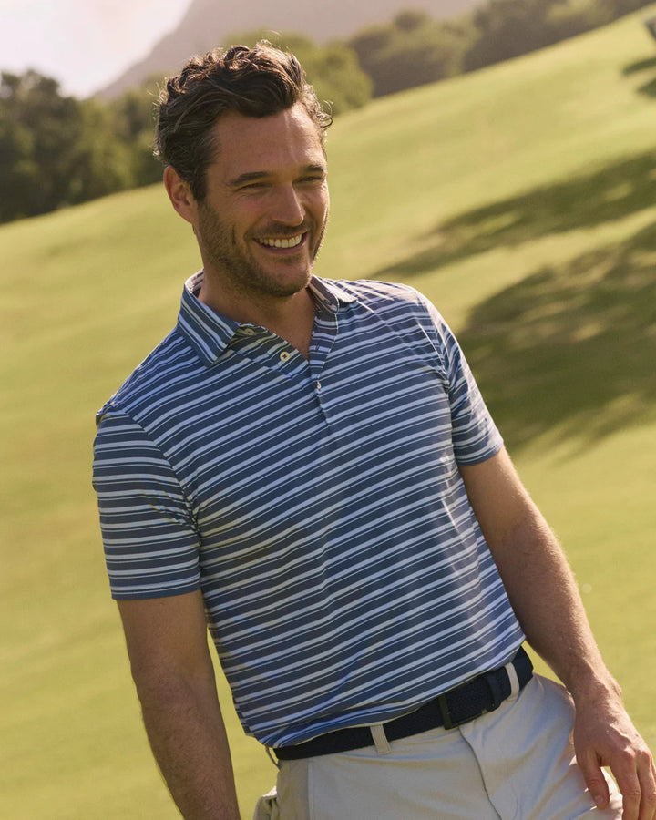Southern Tide Brrreeze Pearl Cove Stripe Polo: Light Indigo