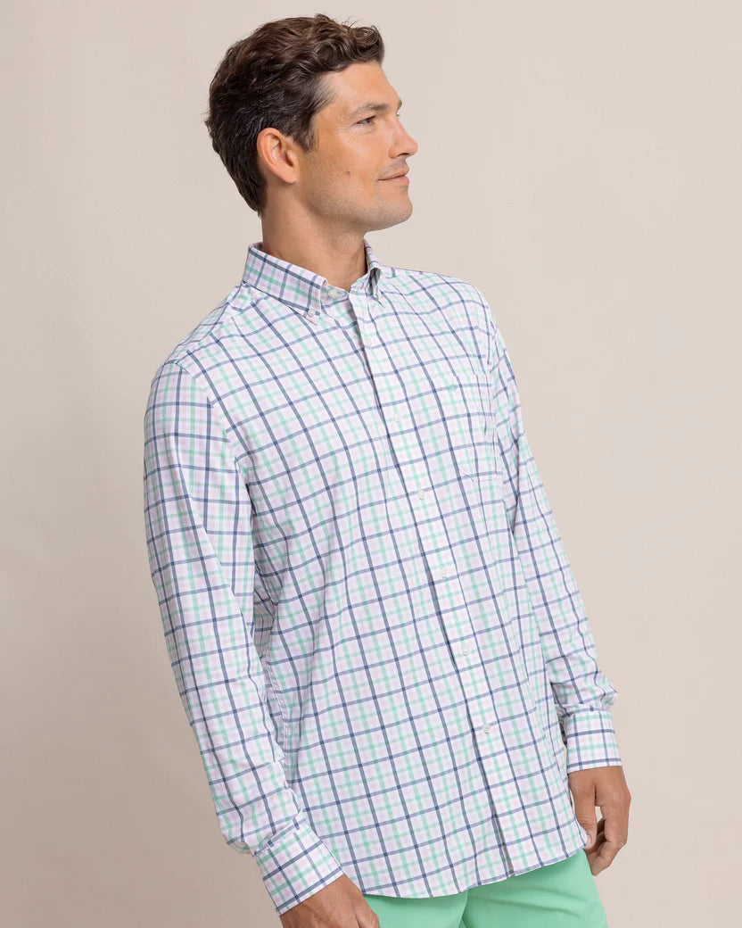 Southern Tide brrr°® Intercoastal Glenmoor Plaid Long Sleeve Sport Shirt: Parfait Pink