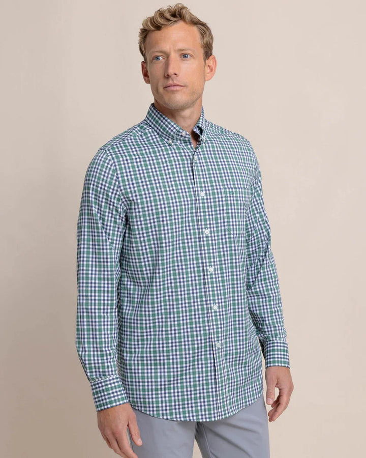 Southern Tide Brrr Intercoastal Haywood Plaid Sport Shirt: Fir