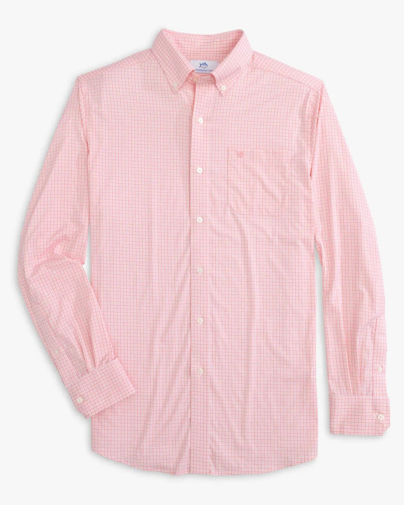 Southern Tide brrr° Intercoastal McBee Check Long Sleeve Sport Shirt: Geranium Pink