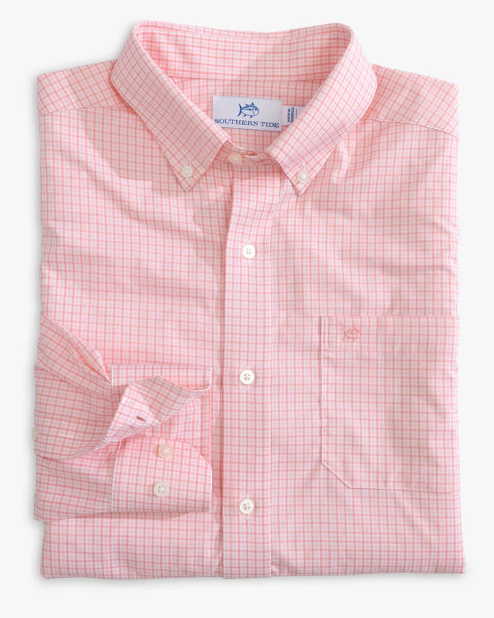 Southern Tide brrr° Intercoastal McBee Check Long Sleeve Sport Shirt: Geranium Pink