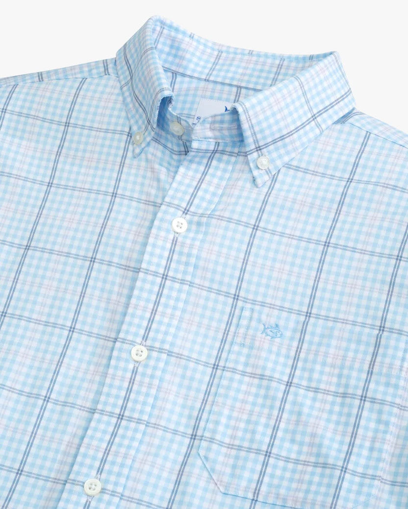 Southern Tide brrr° Intercoastal Rainer Check Long Sleeve Sport Shirt: Clearwater Blue