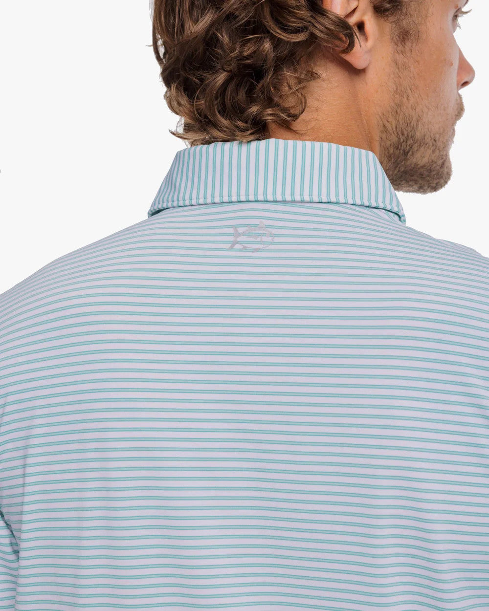 Southern Tide BRRR® Bellview Stripe Performance Polo Shirt: Classic White