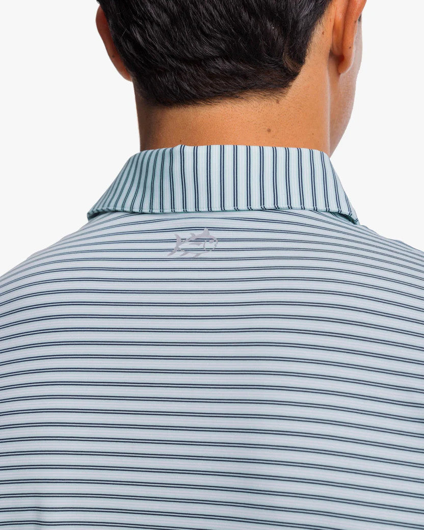 Southern Tide Brrreeze Harbourview Stripe Performance Polo Shirt:  Turquoise Sea