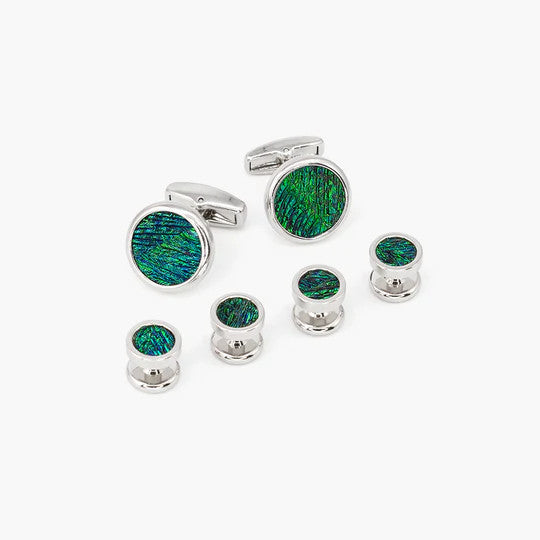 Brackish Burwell Cufflink & Studs Set: Rhodium