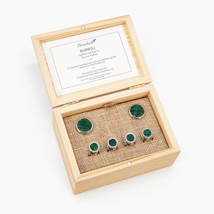 Brackish Burwell Cufflink & Studs Set: Rhodium