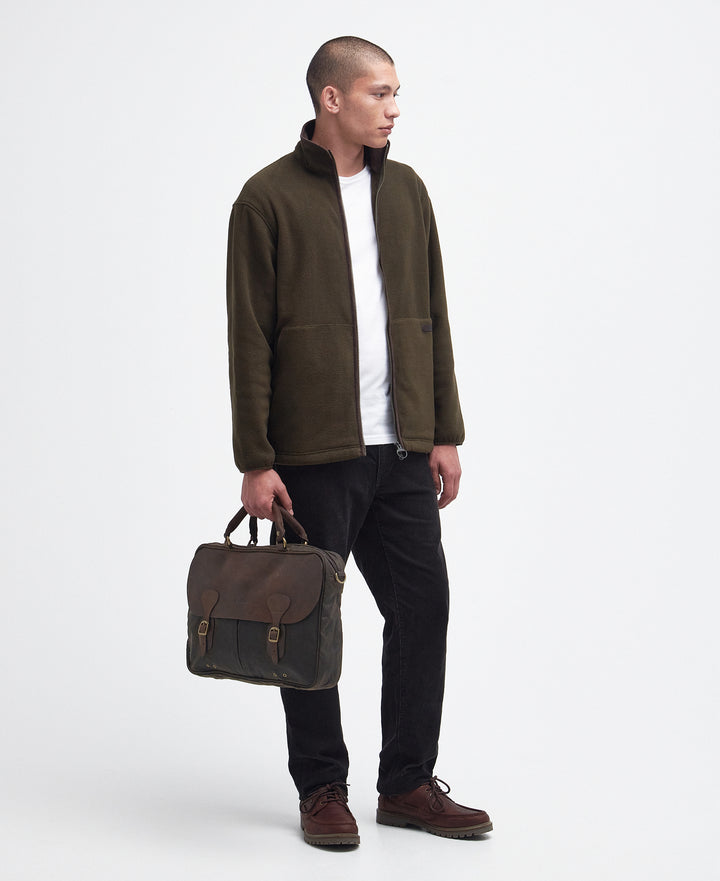 Barbour Waxed Leather Briefcase: Olive