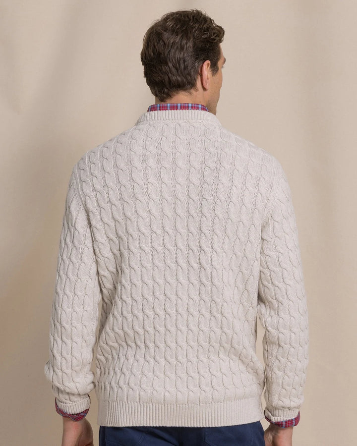 Southern Tide Cable Knit Crew Sweater: Star White