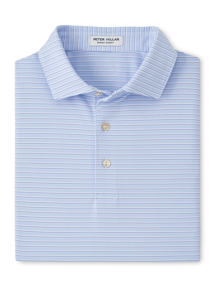 Peter Millar Daven Performance Jersey Polo: White/Cottage Blue