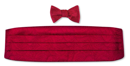 R. Hanauer Red Paisley Bow Tie and Cummerbund Set