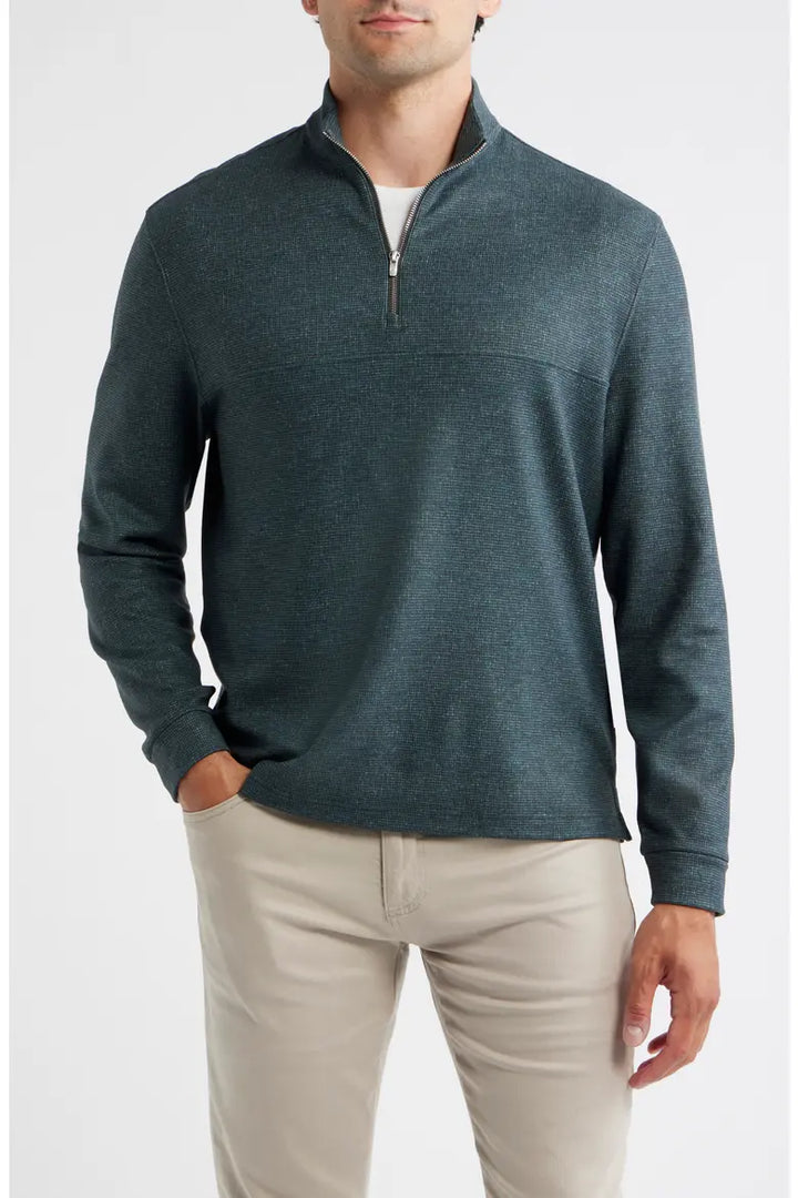 Johnnie-O Mikey Fleece 1/4 Zip Pullover - Printed Check: Mallard