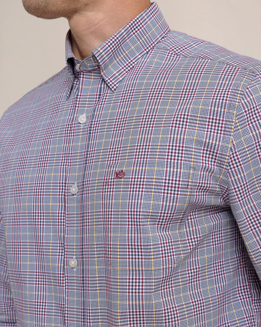 Southern Tide Charleston Brunswick Plaid Long Sleeve Sport Shirt: Muscadine