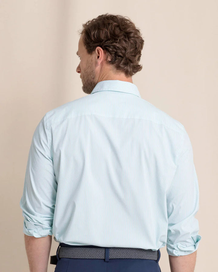 Southern Tide Charleston Granby Stripe Long Sleeve Sport Shirt: Mint